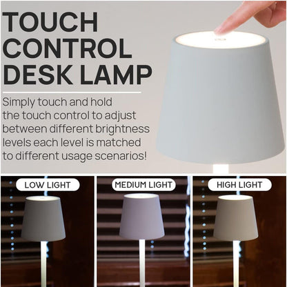 Rechargeable Cordless Metal Table Desk Lamp Touch Control Dimmable Night Light - Gance.tech