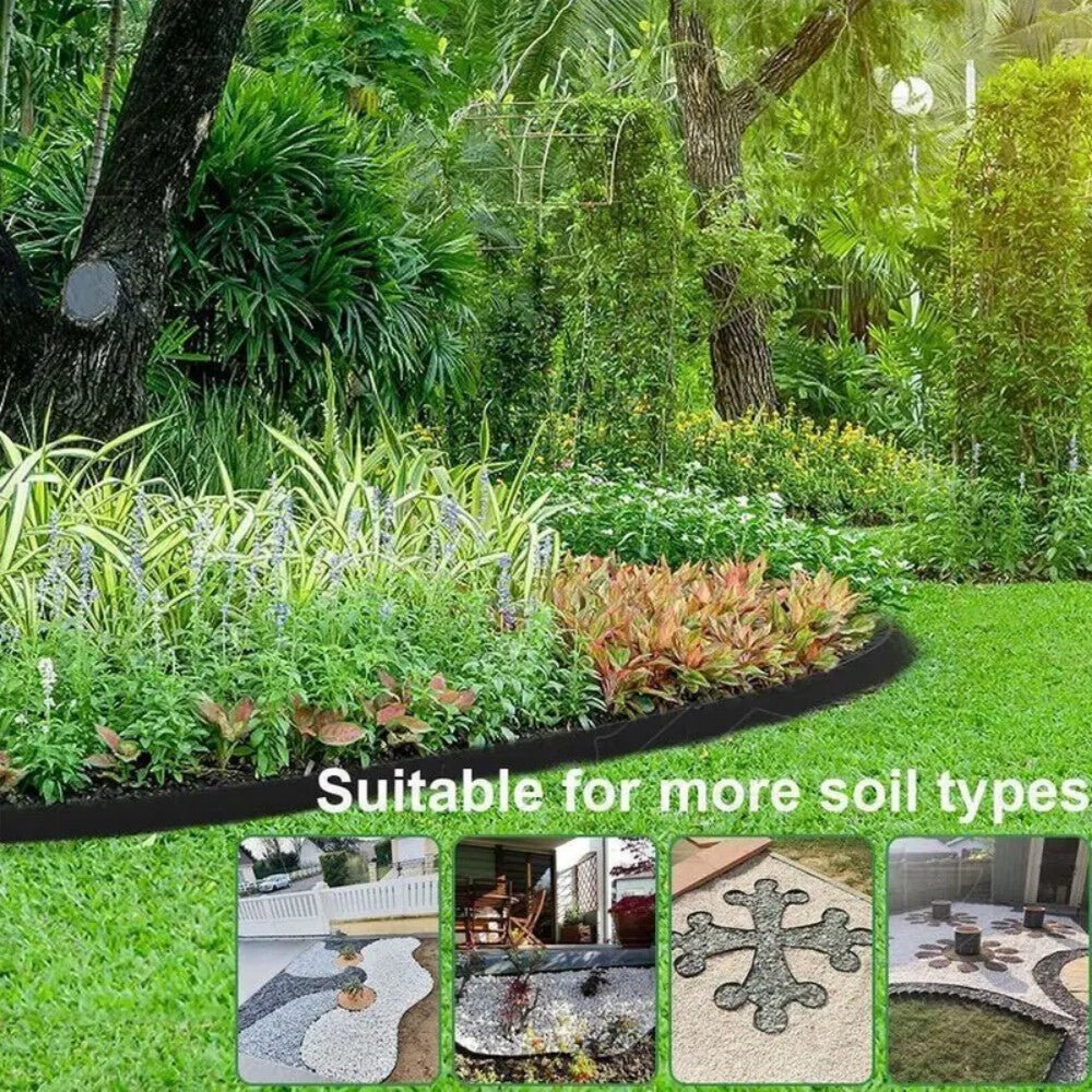 10m Lawn Border With 30 Plastic Stakes Garden Border For Paths, Driveways, Flowers And Plants - Gance.tech