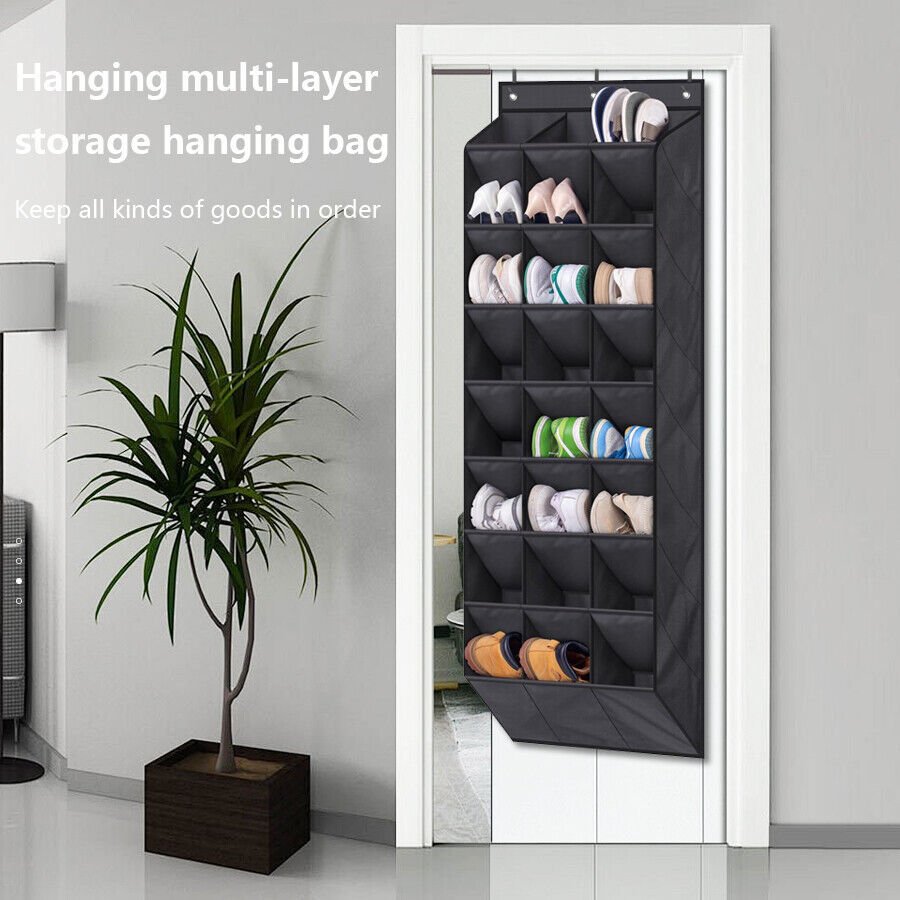 24Pocket Hanging Shoe Holder Storage Box Over Door Rack Hanger Closet Organizer. - Gance.tech