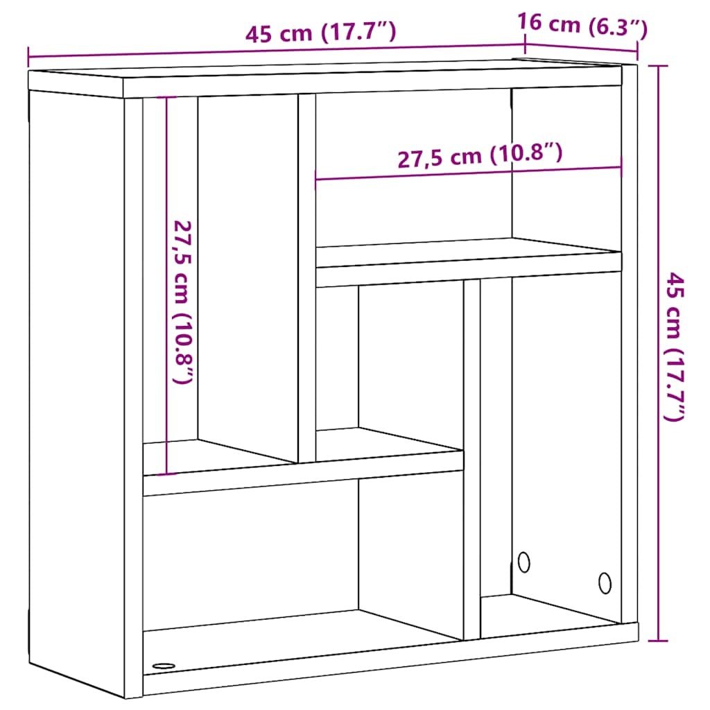 vidaXL Nástenná polička Old Wood 45x16x45 cm Engineered Wood - Gance.tech