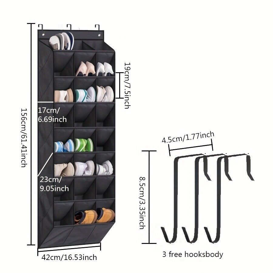 24Pocket Hanging Shoe Holder Storage Box Over Door Rack Hanger Closet Organizer. - Gance.tech