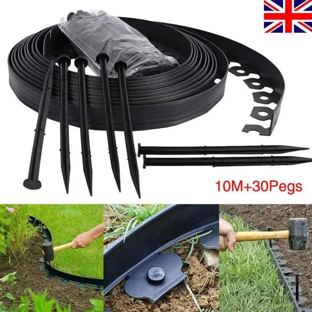 10m Lawn Border With 30 Plastic Stakes Garden Border For Paths, Driveways, Flowers And Plants - Gance.tech